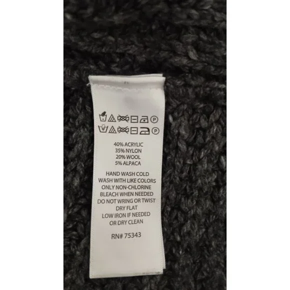 Ruby Moon Large Grey Knit Wool Alpaca Crop Open Oversized Casual Sweater - Picture 4 of 4